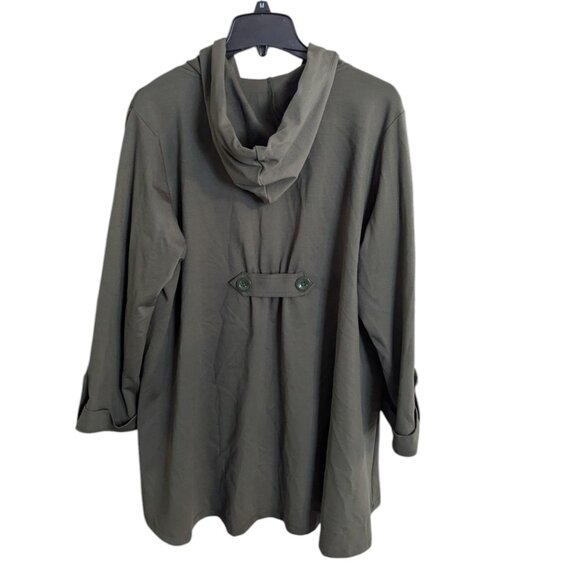 Christain Siriano button front hooded jacket, green, size 1X - Picture 2 of 6